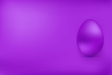 Violet chicken egg on a violet background. Element for design. Happy Easter.Greeting card with сopy space. Violet egg.Vector illustration.