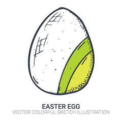Easter egg in doodle style. Hand drawn illustration. Banner background.