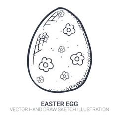 Easter egg in doodle style. Hand drawn illustration. Banner background.