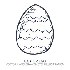 Easter egg in doodle style. Hand drawn illustration. Banner background.