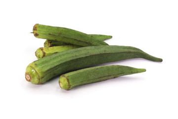 fresh okra isolated on a white background