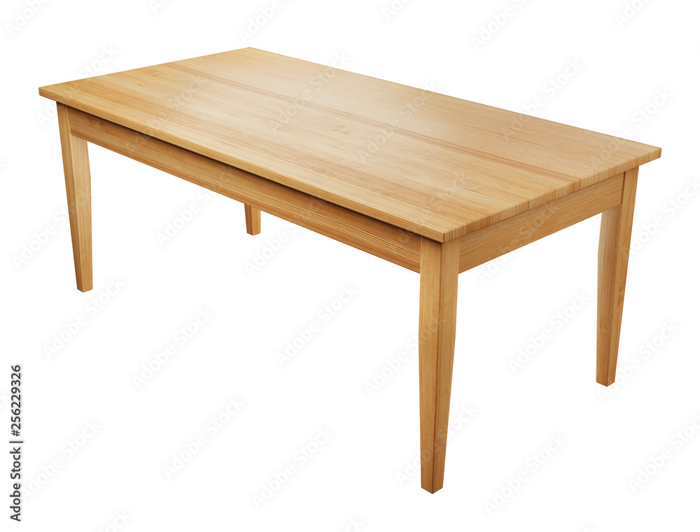 Poster big, wooden table isolated on white background with clipping path included, 3D render