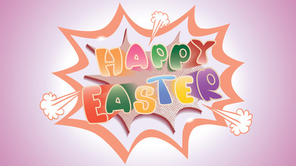 Obraz premium Retro comic speech bubble with text -Happy Easter- isolated on a violet background