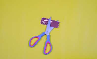 Cutting the word CAN'T so it written CAN.Can't is Can Concept.