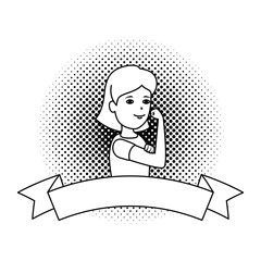 beautiful strong woman with ribbon frame