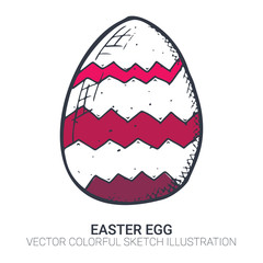 Easter egg in doodle style. Hand drawn illustration. Banner background.