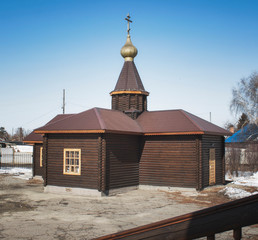 Christian chapel. Christian architecture. Wooden chapel. Religious building. 