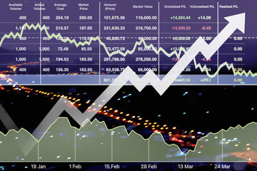 Stock financial index data presentation report background of travel business and transportation industry show successful business investment background.