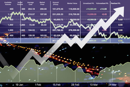 Stock financial index data presentation report background of travel business and transportation industry show successful business investment background.