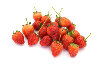 strawberries ,small strawberry with strawberry leaf on white background.
