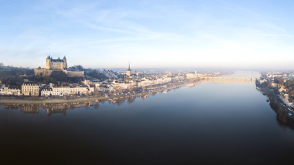 Saumur and the Loire river at sunrise