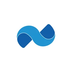 Zelfklevend Fotobehang simple 3d twist blue wave logo vector © ismanto