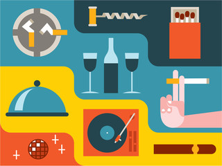 Vector illustration icon set of holiday