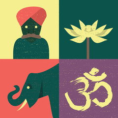 Vector illustration icon set of India