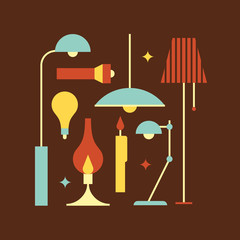 Vector illustration icon set of light