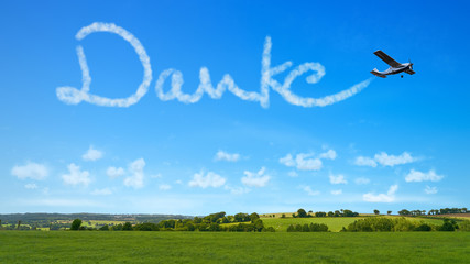 Aircraft writes thank you to heaven as a thank you