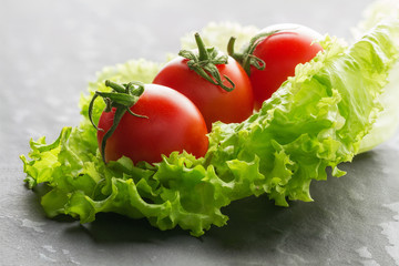 Vegetables. Salad and tomatoes closeup.