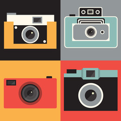 Vector illustration icon set of vintage retro photo camera