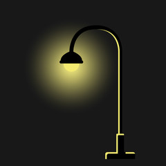 Streetlight lamp on dark background - vector illustration