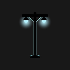 Streetlight lamp on dark background - vector illustration