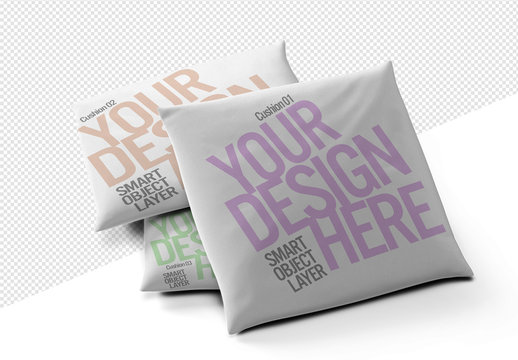 Three Square Pillow Cushions Mockup