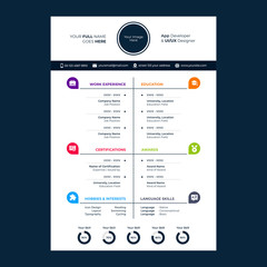 cv design template with glyph icons