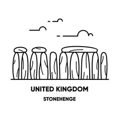 United Kingdom, Stonehenge, vector travel illustration