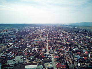 Aerial shot of Targu Mures old city at daylight