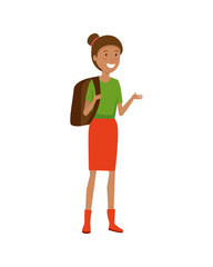 tourist woman with bag character