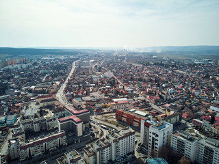 Aerial shot of Targu Mures old city at daylight