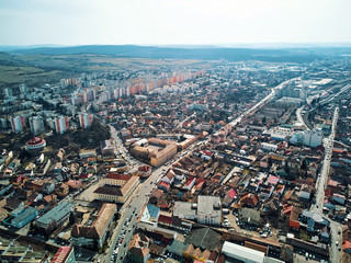 Aerial shot of Targu Mures old city at daylight