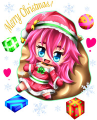 Naklejka premium Kawaii little girl anime chibi