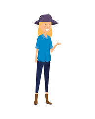 tourist woman with hat character