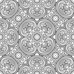 Seamless geometric line pattern in eastern or arabic style. Exquisite monochrome texture. Black and white graphic background, lace pattern