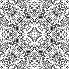 Seamless geometric line pattern in eastern or arabic style. Exquisite monochrome texture. Black and white graphic background, lace pattern