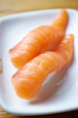 Fresh salmon sushi 