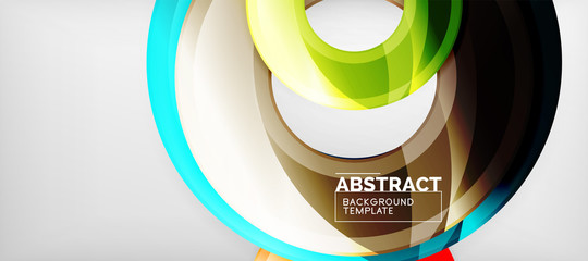 Modern geometric circles abstract background, colorful round shapes with shadow effects