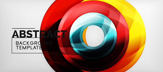 Modern geometric circles abstract background, colorful round shapes with shadow effects