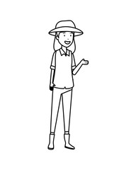 tourist woman with hat character