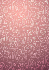 Easter background with Easter Eggs. Doodle hand draw background. Vector illustration.