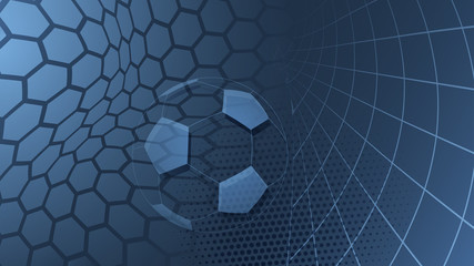 Football or soccer background with big ball in light blue colors