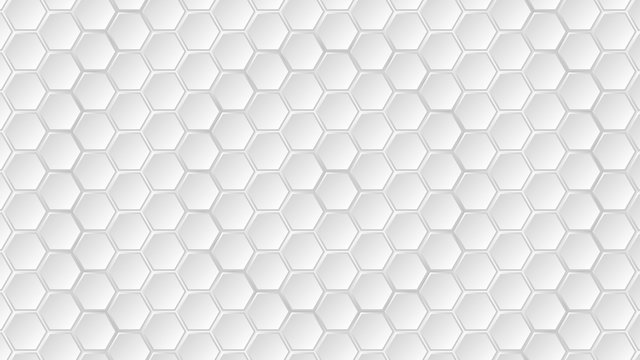 Abstract background of white hexagon tiles with gray gaps between them © Aleksei Solovev