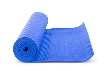 Fototapeta premium Blue color yoga matt on background