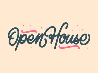 Mono Line Open House Calligraphy with Splash and Yellow Background