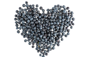Blueberry heart shape symbol concept for healthy