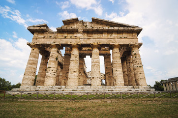 Temple of Neptune the famous Paestum archaeological  site in Italy