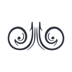 Antique decorative element, scroll element, page divider. Ornament. Vector illustration on white background.