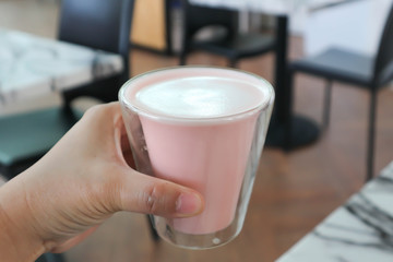 rose milk tea or rose tea latte
