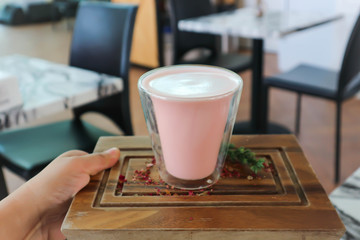 rose milk tea or rose tea latte