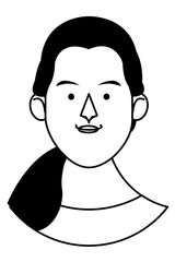 Woman face cartoon in black and white